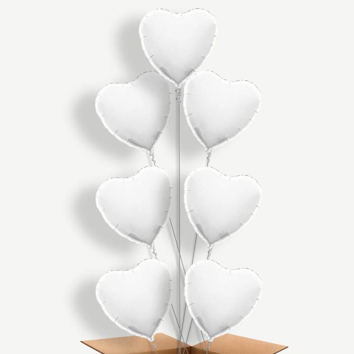 Heart White Balloon Arrangement Inflated with Helium | Party Save Smile
