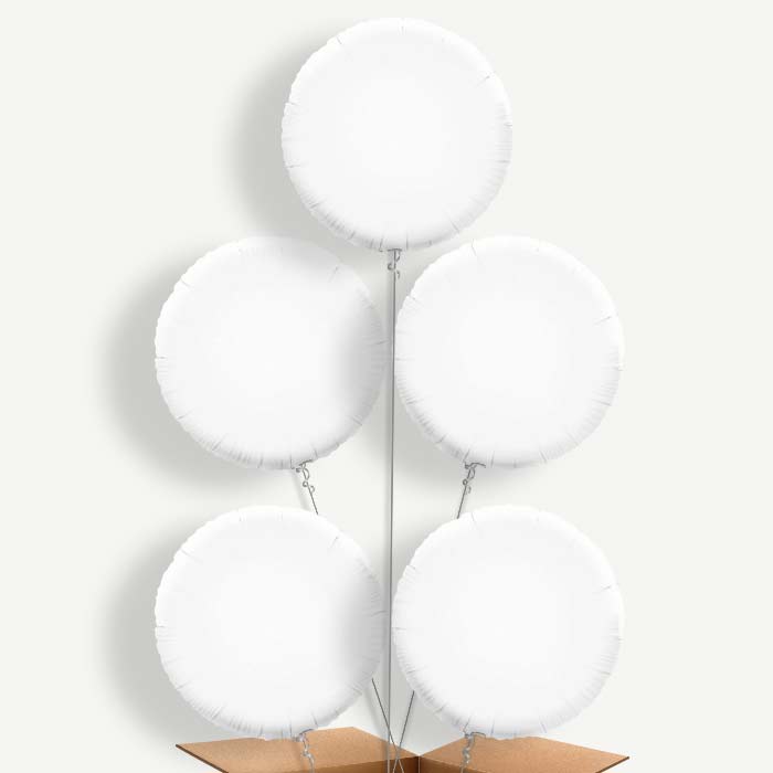 White Circle Helium Balloon Cluster  | Party Save Smile