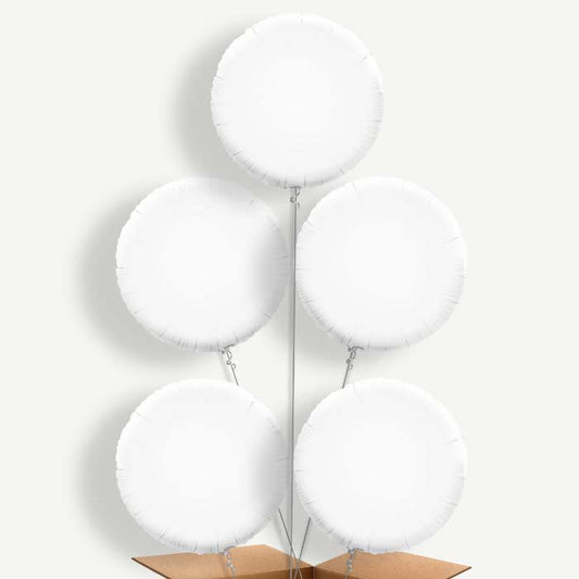 White Circle Helium Balloon Cluster  | Party Save Smile