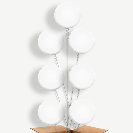 White Circle Helium Balloon Arrangement | Party Save Smile
