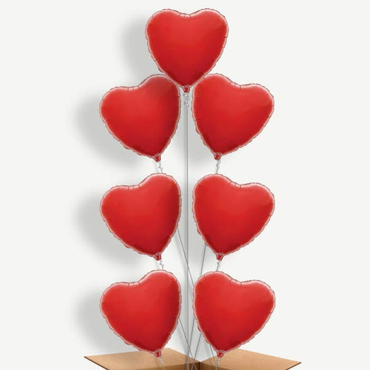 Red Heart Balloon Arrangement Inflated with Helium | Party Save Smile