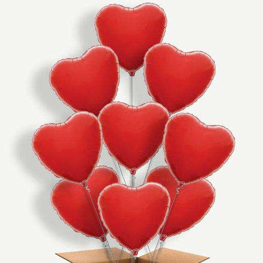 Red Heart Balloon Bundle Inflated with Helium | Party Save Smile