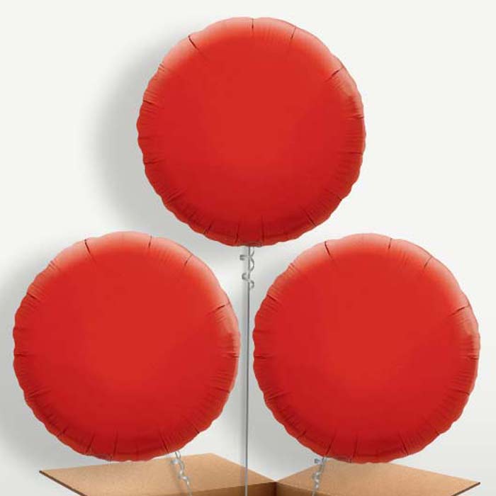 Red Circle Trio Balloon Bunch inflated with Helium | Party Save Smile
