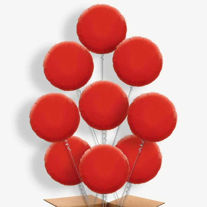Red Circle Balloon Bundle Inflated with Helium | Party Save Smile