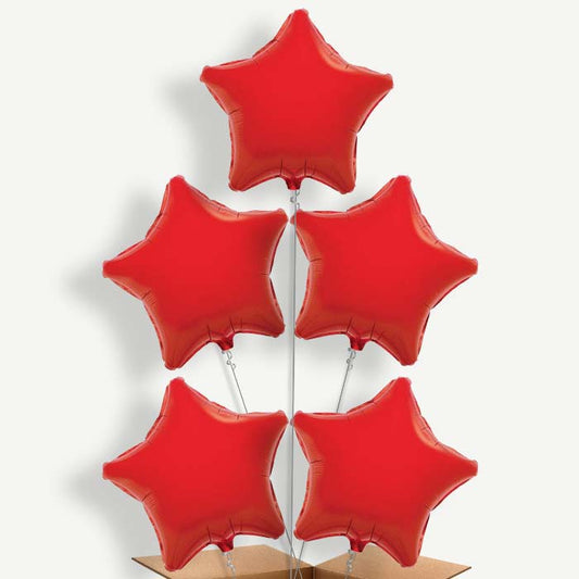 Red Star Balloon Cluster Inflated with Helium | Party Save Smile