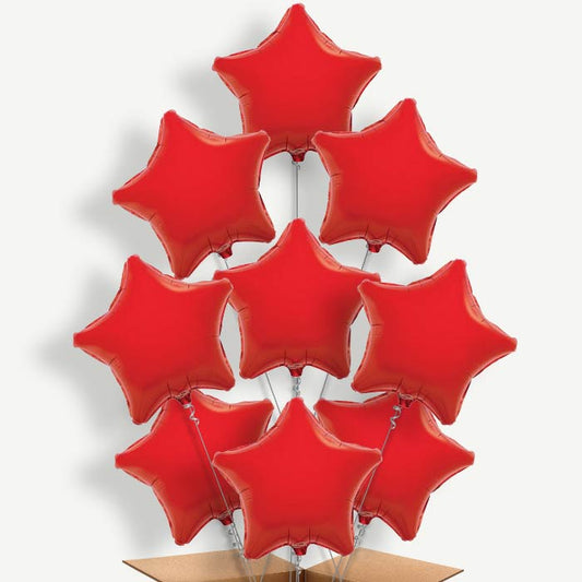Red Star Balloon Bundle Inflated with Helium | Party Save Smile