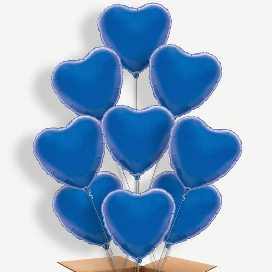 Dark Blue Heart Balloon Bundle Inflated with Helium | Party Save Smile