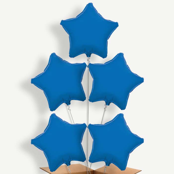 Dark Blue Star Balloon Cluster Inflated with Helium | Party Save Smile