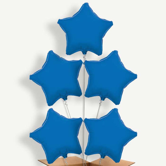 Dark Blue Star Balloon Cluster Inflated with Helium | Party Save Smile