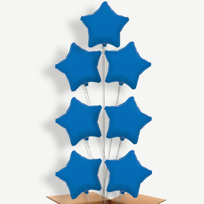 Dark Blue Star Balloon Arrangement Inflated with Helium | Party Save Smile