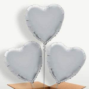 Silver Heart Helium Bunch of Balloons (Trio)
