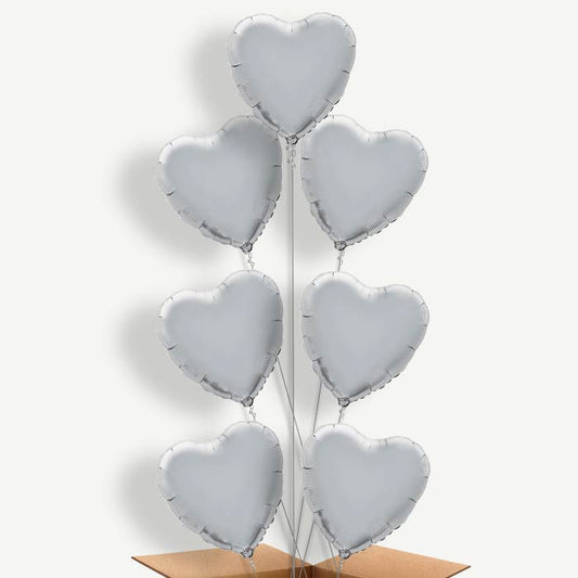 Silver Heart Helium Balloon Arrangement | Party Save Smile
