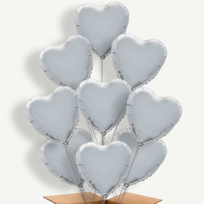 Silver Heart Helium Balloon Bundle | Party Save Smile