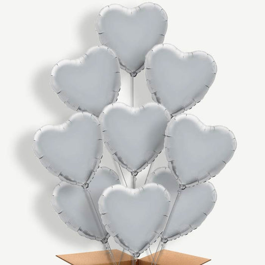Silver Heart Helium Balloon Bundle | Party Save Smile