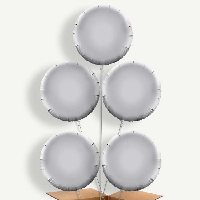 Silver Circle Helium Balloon Cluster  | Party Save Smile