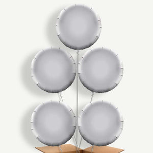 Silver Circle 5 Helium Balloon Cluster
