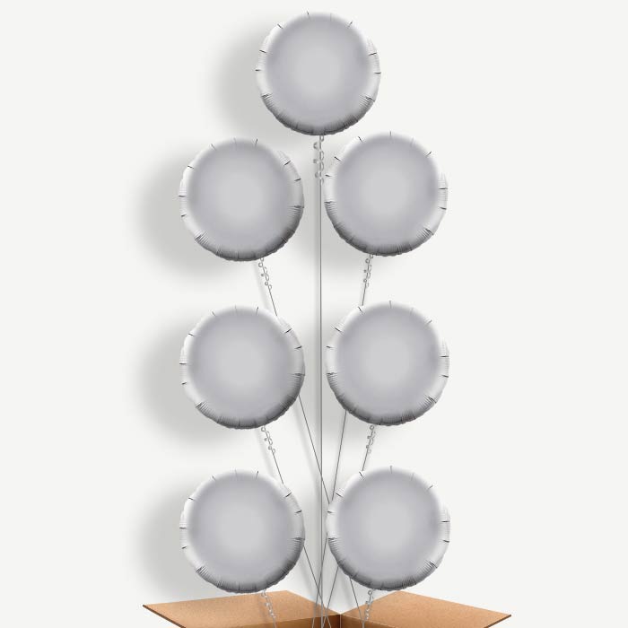 Silver Circle Helium Balloon Arrangement | Party Save Smile