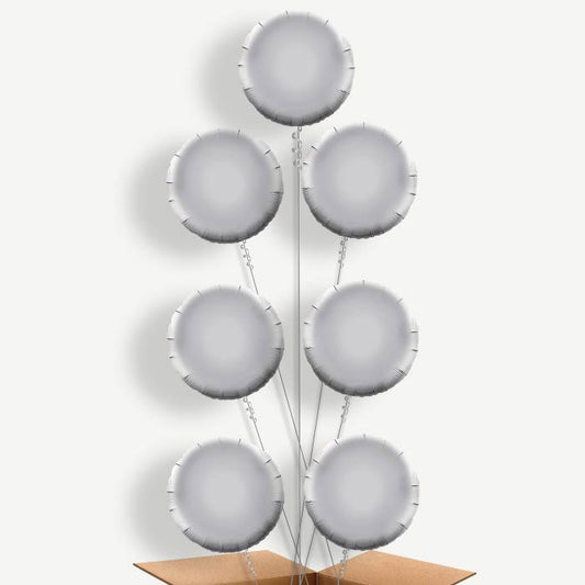 Silver Circle Helium Balloon Arrangement | Party Save Smile