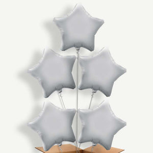 Silver Star 5 Helium Balloon Cluster