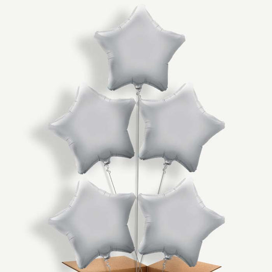 Silver Star Helium Balloon Cluster  | Party Save Smile