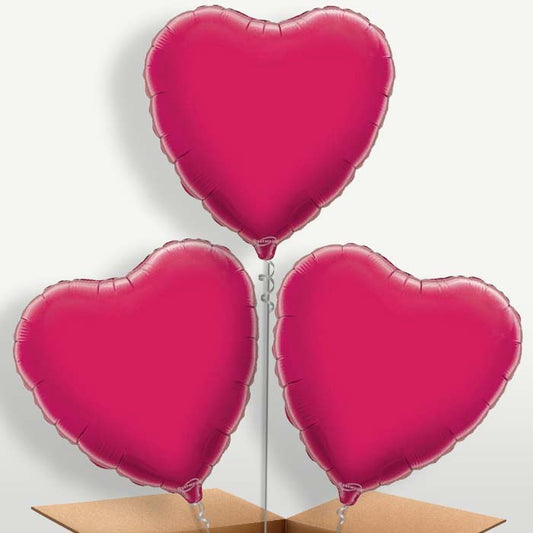 Hot Pink Heart Bunch of Balloons inflated with Helium | Party Save Smile