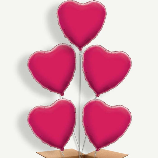Hot Pink Heart Balloon Cluster Inflated with Helium | Party Save Smile