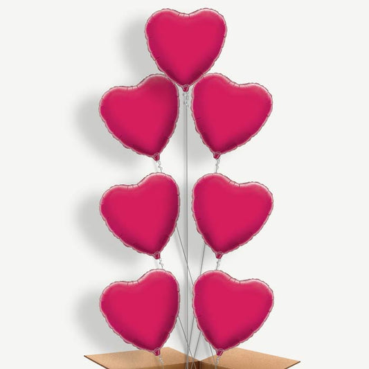 Hot Pink Heart Balloon Arrangement Inflated with Helium | Party Save Smile