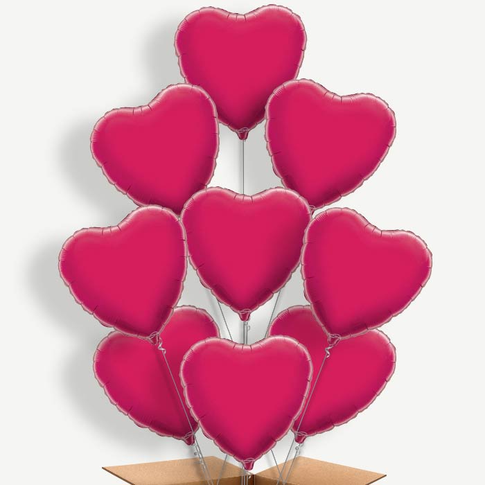Hot Pink Heart Balloon Bundle Inflated with Helium | Party Save Smile