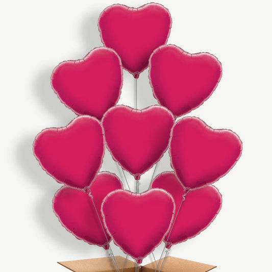 Hot Pink Heart Balloon Bundle Inflated with Helium | Party Save Smile