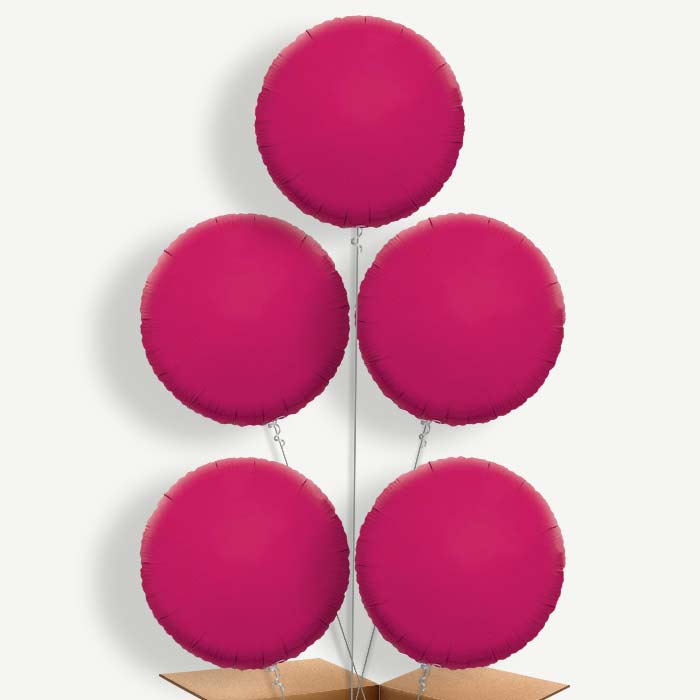 Hot Pink Circle Balloon Cluster Inflated with Helium | Party Save Smile