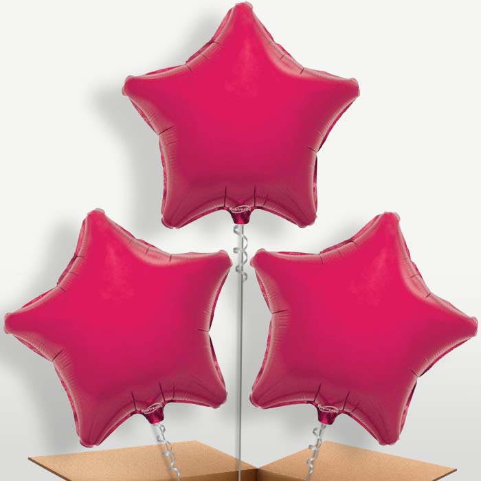 Hot Pink Star Bunch of Balloons inflated with Helium | Party Save Smile
