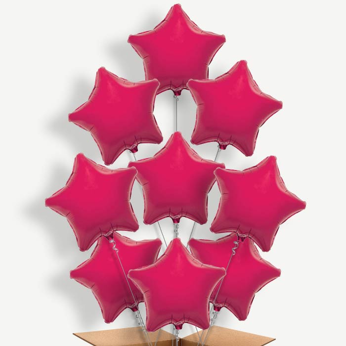 Hot Pink Star Balloon Bundle Inflated with Helium | Party Save Smile