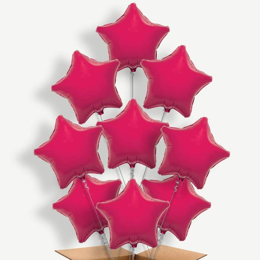 Hot Pink Star Balloon Bundle Inflated with Helium | Party Save Smile