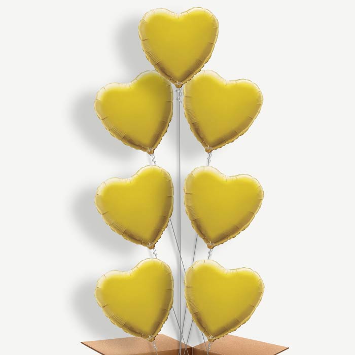 Gold Heart Balloon Arrangement Inflated with Helium | Party Save Smile