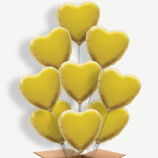 Gold Heart Balloon Bundle Inflated with Helium | Party Save Smile