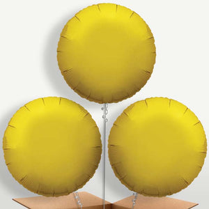 Gold Circle Bunch of Balloons Inflated with Helium (Trio)
