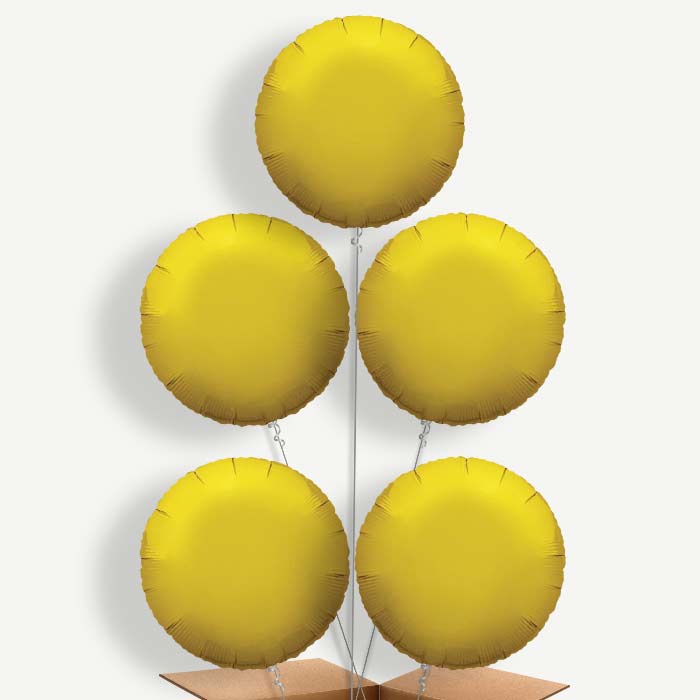 Gold Circle Balloon Cluster Inflated with Helium | Party Save Smile