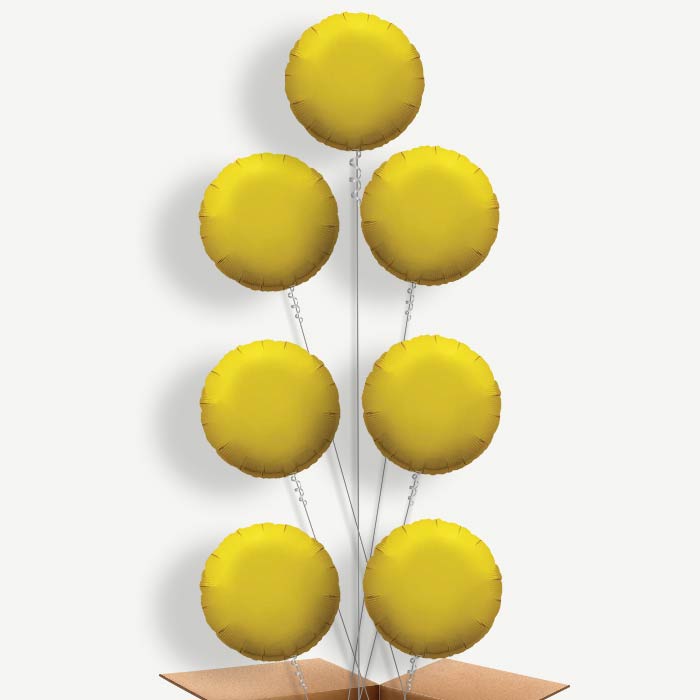 Gold Circle Balloon Arrangement Inflated with Helium | Party Save Smile