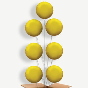 Gold Circle 7 Balloon Arrangement Inflated with Helium
