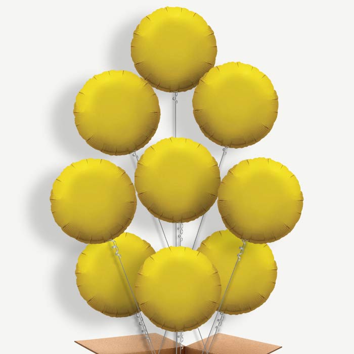 Gold Circle Balloon Bundle Inflated with Helium | Party Save Smile