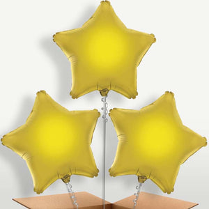 Gold Star Bunch of Balloons Inflated with Helium (Trio)
