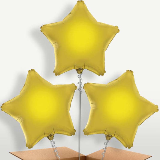 Gold Star Bunch of Balloons inflated with Helium | Party Save Smile