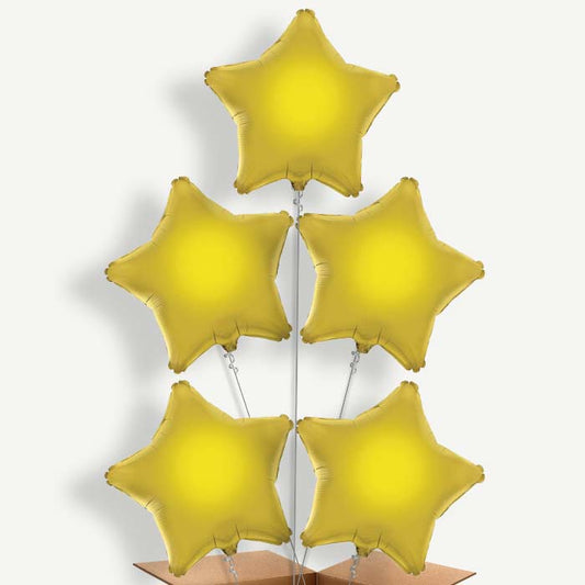 Gold Star Balloon Cluster Inflated with Helium | Party Save Smile