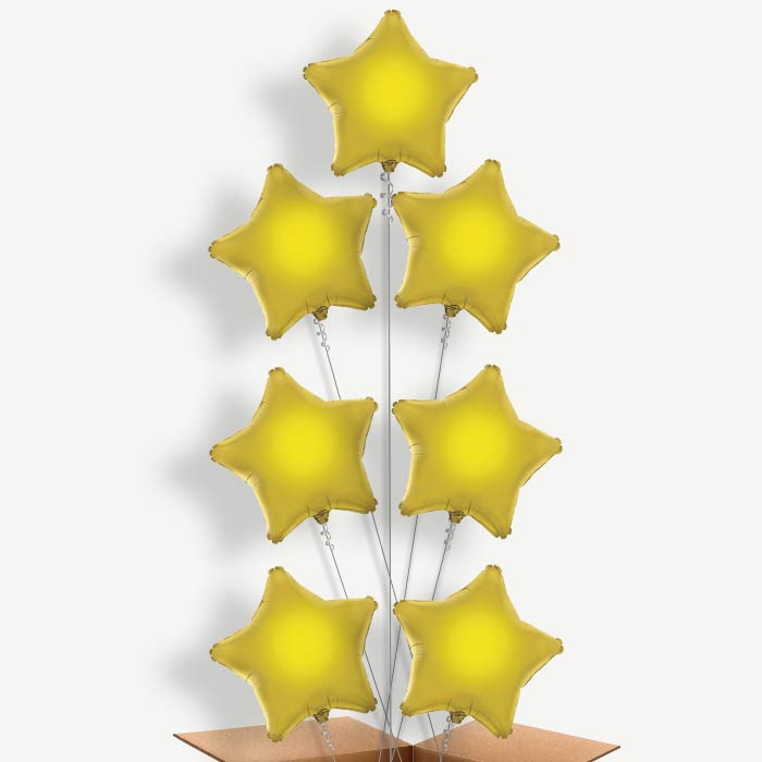 Gold Star Balloon Arrangement Inflated with Helium | Party Save Smile