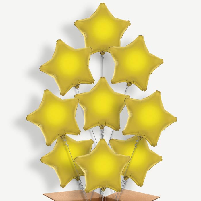 Gold Star Balloon Bundle Inflated with Helium | Party Save Smile
