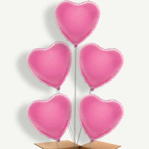 Baby Pink Heart 5 Balloon Cluster Inflated with Helium