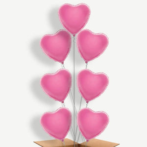 Baby Pink Heart 7 Balloon Arrangement Inflated with Helium
