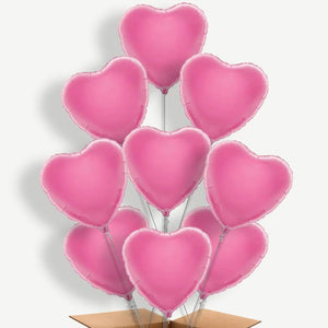 Baby Pink Heart 9 Balloon Bundle Inflated with Helium