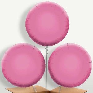 Baby Pink Circle Bunch of Balloons Inflated with Helium (Trio)