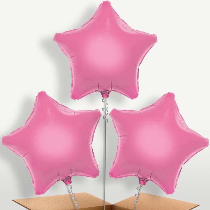 Baby Pink Star Bunch of Balloons inflated with Helium | Party Save Smile